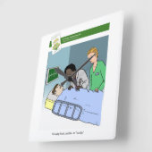 Grant Writing Cartoon Clock Vierkante Klok (Hoek)