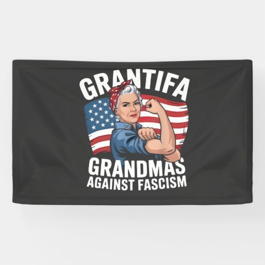 Grantifa Grandma Against Facism No King USA Spandoek (Horizontaal)