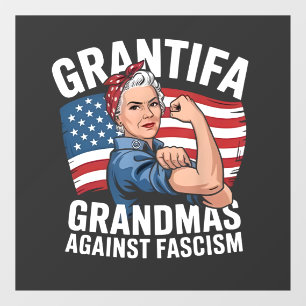 Grantifa oma tegen fascisme Geen koning VS  Raamsticker