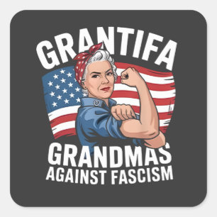 Grantifa oma tegen fascisme geen koning VS Vierkante Sticker