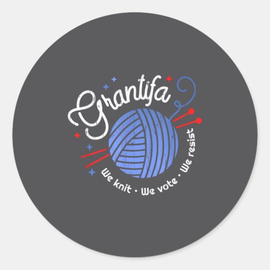 Grantifa We Knit We Vote We Resist  Ronde Sticker (Voorkant)