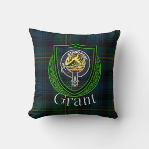 Grants Schotse Clan Tartan & Wapen Kussen