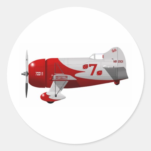 Granville Brothers Vliegtuig "Gee Bee R-1" Ronde Sticker (Voorkant)