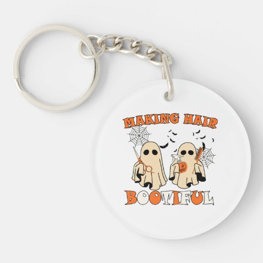 Grap Haar Grappige Geest Kapsalon Halloween  Sleutelhanger (Voorkant)