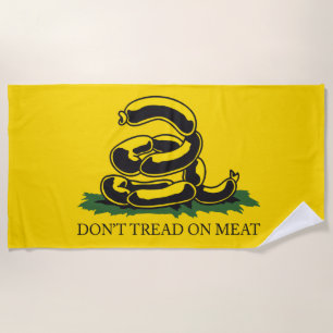Grap niet op vlees grappige Gadsden vlag parodie m Strandlaken