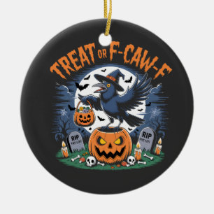 Grap of F-Kraai-K Grappige Kraai Halloween Spoken Keramisch Ornament
