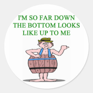 grap over recessie ronde sticker