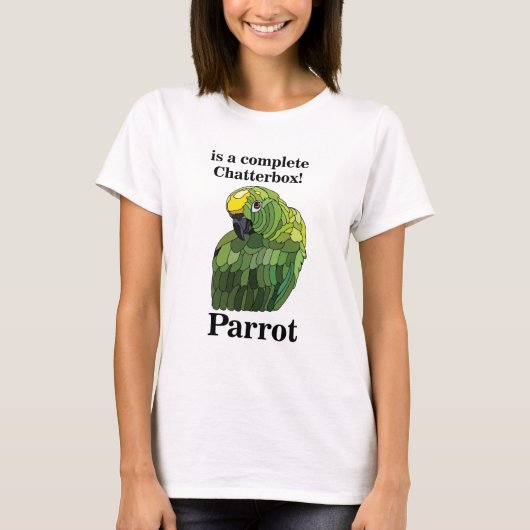 Grap papegaai vogel kwebbelend grappig t-shirt (Voorkant)