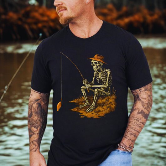 Grap Skeleton Vissen Grappig Halloween T-shirt