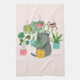 Grap tussen planten grappig theedoek