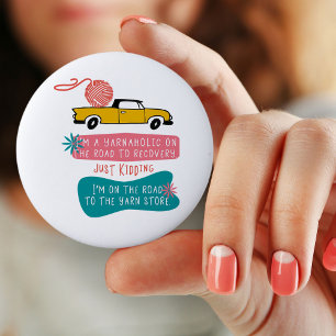 Grapaddict Grappige Spreuk met Breigaren op Vracht Ronde Button 5,7 Cm