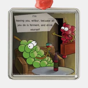 Grape Break-Up Funny Food, Wine & Marriage Comic Metalen Ornament