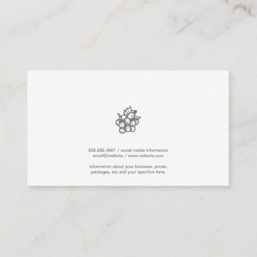 Grape Bunch | Rood wijnglas | Testen Visitekaartje (Achterkant)