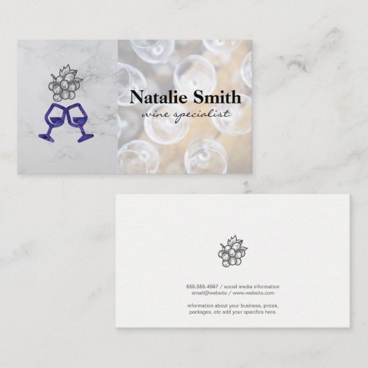 Grape Bunch | Rood wijnglas | Testen Visitekaartje (Voorkant / Achterkant)