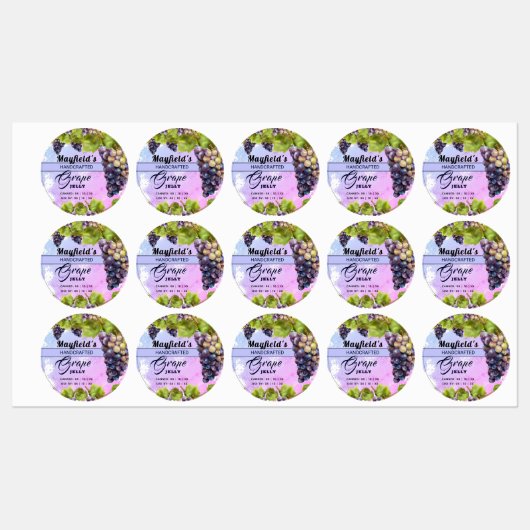Grape Fruit Canning Jam Jar Labels (Vel)