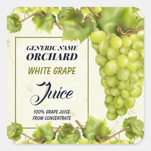 Grape Fruit Jam Jar Canning Vierkante Sticker (Voorkant)