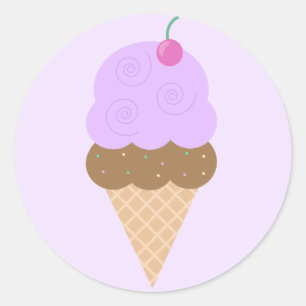 Grape Ice Cream Cone Ronde Sticker