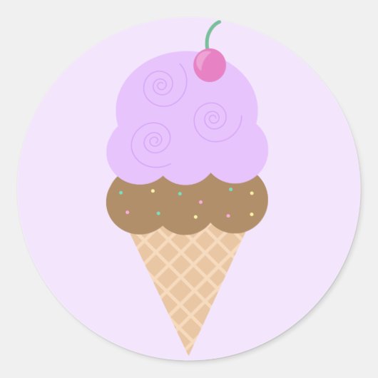 Grape Ice Cream Cone Ronde Sticker (Voorkant)
