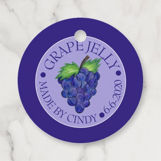 Grape Jam Jelly Fruit Pslaat Homemade in blik van Bedankjes Labels (Achterkant)