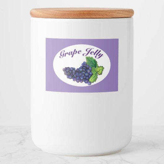 Grape Jelly en Jam Label Paars Voedselcontainer Etiket (Voorkant)