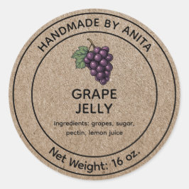 Grape Jelly Jar Label Kraft-papierstijl