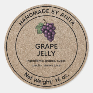 Grape Jelly Jar Label Kraft-papierstijl