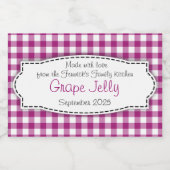 Grape Jelly paarse wit geruit label Voedselcontainer Etiket (Enkel label)
