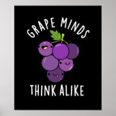 Grape Minds denken aan grappige fruitpun Dark BG Poster (Voorkant)