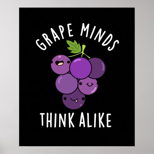 Grape Minds denken aan grappige fruitpun Dark BG Poster (Voorkant)