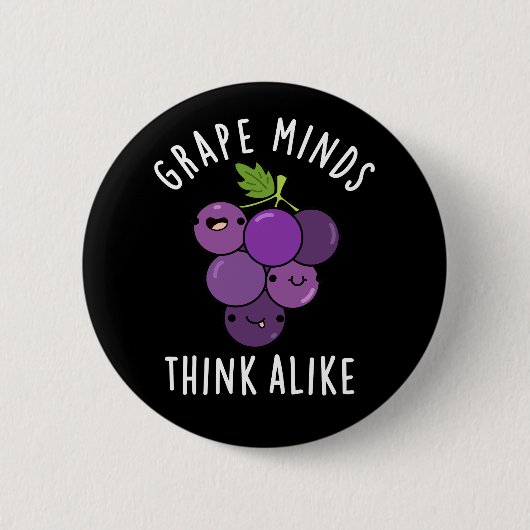 Grape Minds denken aan grappige fruitpun Dark BG Ronde Button 5,7 Cm (Voorkant)