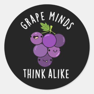 Grape Minds denken aan grappige fruitpun Dark BG Ronde Sticker