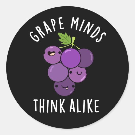 Grape Minds denken aan grappige fruitpun Dark BG Ronde Sticker (Voorkant)
