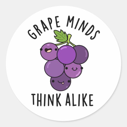 Grape Minds denken aan grappige fruitpun Ronde Sticker (Voorkant)