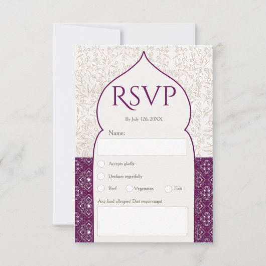 Grape Moroccan floral rsvp bruiloft Kaart (Voorkant)