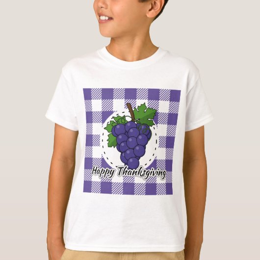 Grape on Violet Plaid - Happy Thanksgiving T-shirt (Voorkant)