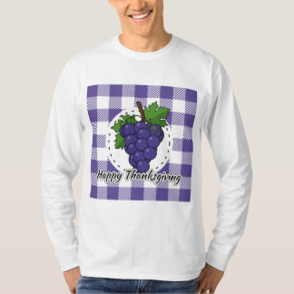 Grape on Violet Plaid - Happy Thanksgiving T-shirt
