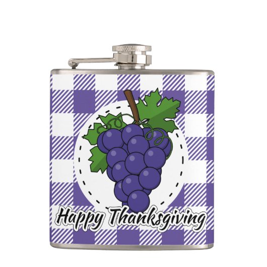 Grape op Violet Pset - Happy Thanksgiving Heupfles (Voorkant)