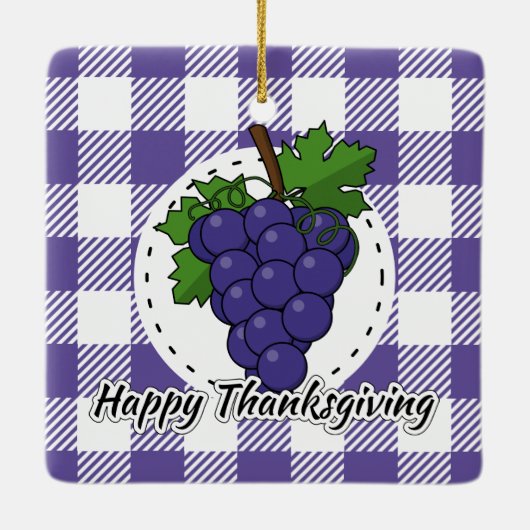 Grape op Violet Pset - Happy Thanksgiving Keramisch Ornament (Achterkant)