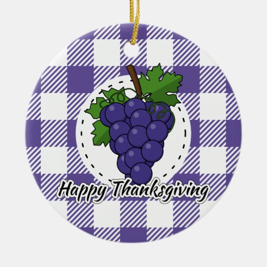Grape op Violet Pset - Happy Thanksgiving Keramisch Ornament (Voorkant)