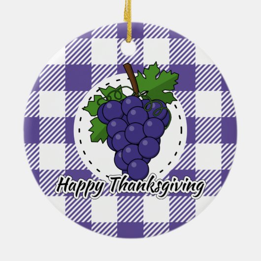 Grape op Violet Pset - Happy Thanksgiving Keramisch Ornament (Achterkant)