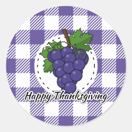 Grape op Violet Pset - Happy Thanksgiving Ronde Sticker (Voorkant)