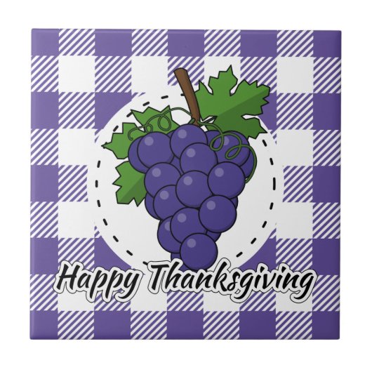 Grape op Violet Pset - Happy Thanksgiving Tegeltje (Voorkant)
