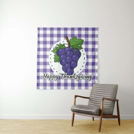 Grape op Violet Pset - Happy Thanksgiving Wandkleed (In situ)