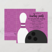 Grape Paars Pin Pals Bowling Birthday Party Kaart (Voorkant / Achterkant)