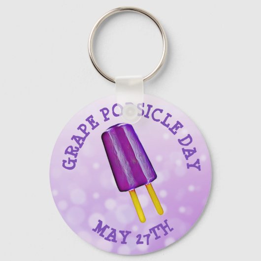 Grape Popsicle Day May 27th Funny Food Holiday Sleutelhanger (Voorkant)