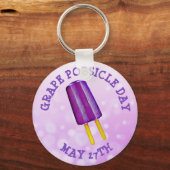 Grape Popsicle Day May 27th Funny Food Holiday Sleutelhanger (Voorkant)
