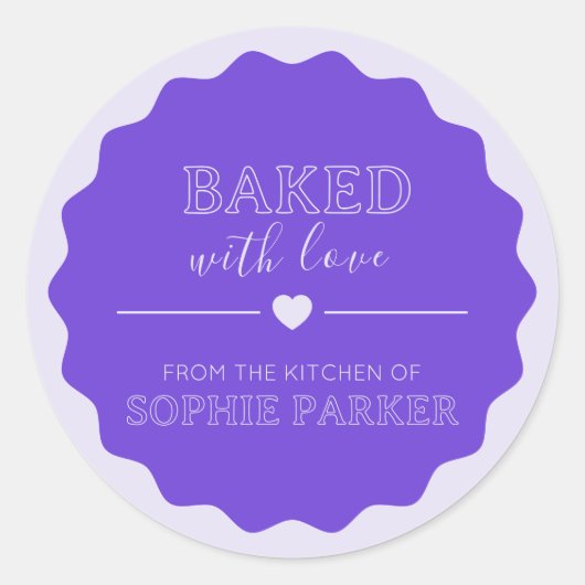 Grape Purple Baked With Love Scallop Sticker (Voorkant)