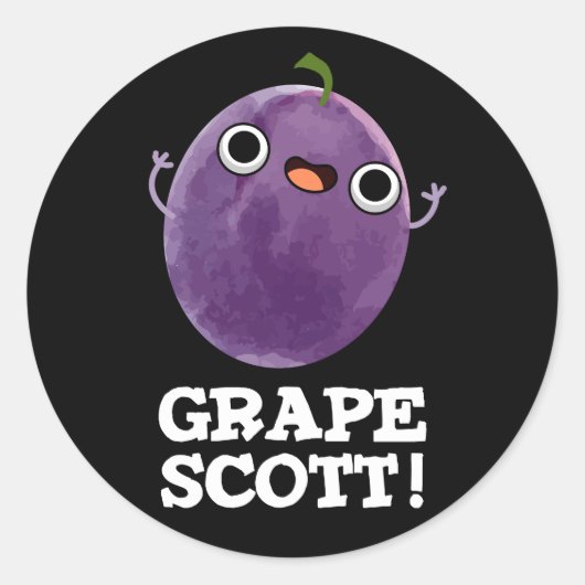 Grape Scott Funny Fruit Grape Pun Dark BG Ronde Sticker (Voorkant)