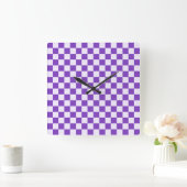 Grape soda checkerboard pattern vierkante klok (Huis)