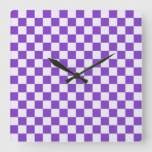 Grape soda checkerboard pattern vierkante klok (Voorkant)